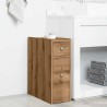 Armoire de salle de bain étroite avec roulettes chêne artisanal 