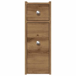Armoire de salle de bain étroite avec roulettes chêne artisanal 
