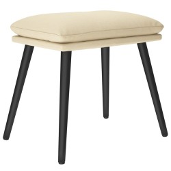 Chaise de relaxation avec tabouret Crème Tissu 