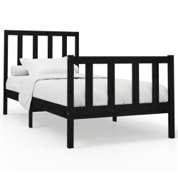Cadre de lit sans matelas noir 100x200 cm bois massif de pin 