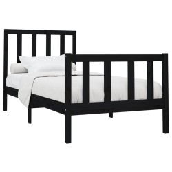 Cadre de lit sans matelas noir 100x200 cm bois massif de pin 