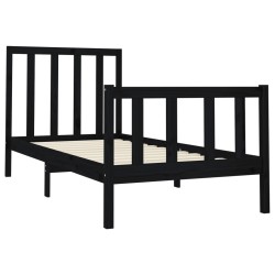 Cadre de lit sans matelas noir 100x200 cm bois massif de pin 