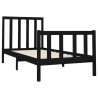 Cadre de lit sans matelas noir 100x200 cm bois massif de pin 