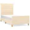 Cadre de lit sans matelas crème 100x200 cm tissu 
