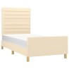 Cadre de lit sans matelas crème 100x200 cm tissu 