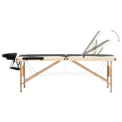 Table de massage pliable 3 zones Bois Noir et beige 