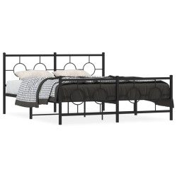 Cadre de lit métal sans matelas avec pied de lit noir 160x200cm 