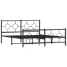 Cadre de lit métal sans matelas avec pied de lit noir 160x200cm 