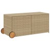 Boîte de rangement de jardin et roues mélange beige 283L rotin 