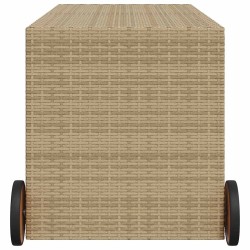 Boîte de rangement de jardin et roues mélange beige 283L rotin 