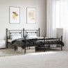 Cadre de lit métal sans matelas avec pied de lit noir 183x213cm 