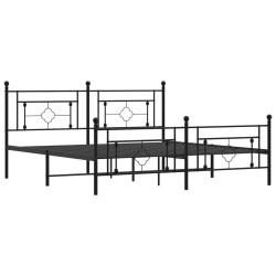 Cadre de lit métal sans matelas avec pied de lit noir 183x213cm 