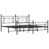 Cadre de lit métal sans matelas avec pied de lit noir 183x213cm 