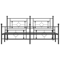 Cadre de lit métal sans matelas avec pied de lit noir 183x213cm 