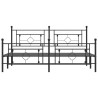 Cadre de lit métal sans matelas avec pied de lit noir 183x213cm 