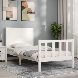 Cadre de lit sans matelas blanc bois de pin massif 