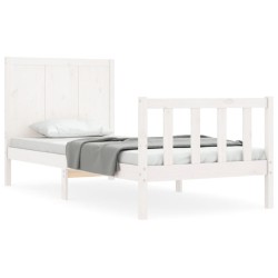 Cadre de lit sans matelas blanc bois de pin massif 