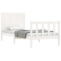 Cadre de lit sans matelas blanc bois de pin massif 
