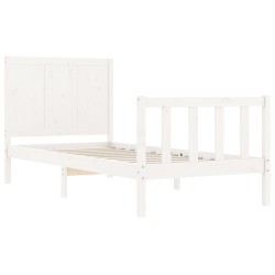 Cadre de lit sans matelas blanc bois de pin massif 