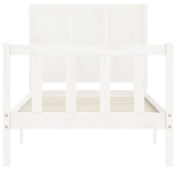 Cadre de lit sans matelas blanc bois de pin massif 