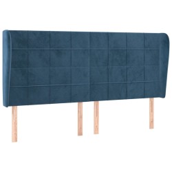Tête de lit avec oreilles Bleu foncé 163x23x118/128 cm Velours 