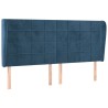 Tête de lit avec oreilles Bleu foncé 163x23x118/128 cm Velours 
