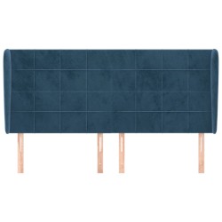Tête de lit avec oreilles Bleu foncé 163x23x118/128 cm Velours 