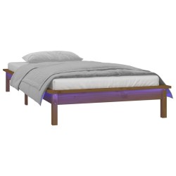 Cadre de lit à LED sans matelas 90x190 cm bois massif 