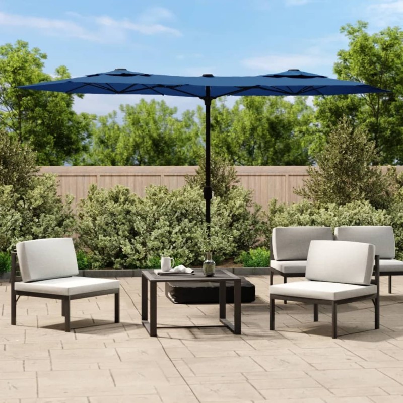 Parasol de jardin à double tête bleu azuré 316x240 cm Parasol de jardin à double tête bleu azuré 316x240 cm