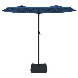 Parasol de jardin à double tête bleu azuré 316x240 cm 