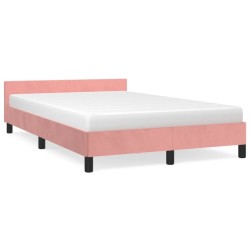 Cadre de lit sans matelas rose 120x190 cm velours 