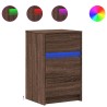 Armoire de chevet et lumières LED chêne marron bois ingénierie 