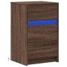 Armoire de chevet et lumières LED chêne marron bois ingénierie 