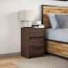 Armoire de chevet et lumières LED chêne marron bois ingénierie 