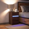 Armoire de chevet et lumières LED chêne marron bois ingénierie 