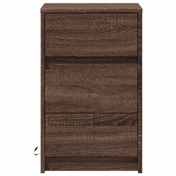 Armoire de chevet et lumières LED chêne marron bois ingénierie 