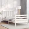 Cadre de lit sans matelas blanc bois de pin massif 