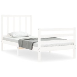 Cadre de lit sans matelas blanc bois de pin massif 
