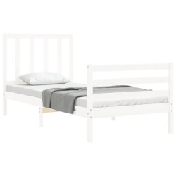Cadre de lit sans matelas blanc bois de pin massif 