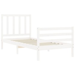 Cadre de lit sans matelas blanc bois de pin massif 