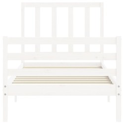 Cadre de lit sans matelas blanc bois de pin massif 