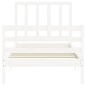 Cadre de lit sans matelas blanc bois de pin massif 