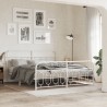 Cadre de lit métal sans matelas et pied de lit blanc 193x203 cm 