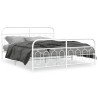 Cadre de lit métal sans matelas et pied de lit blanc 193x203 cm 