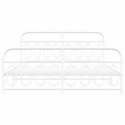 Cadre de lit métal sans matelas et pied de lit blanc 193x203 cm 
