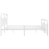 Cadre de lit métal sans matelas et pied de lit blanc 193x203 cm 