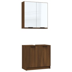 Ensemble d'armoires de salle de bain 2 pcs chêne marron 