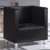 Fauteuil cube en similicuir noir 