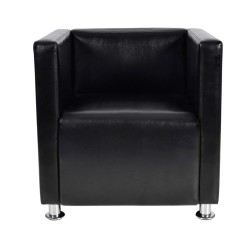 Fauteuil cube en similicuir noir 