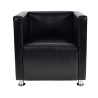 Fauteuil cube en similicuir noir 